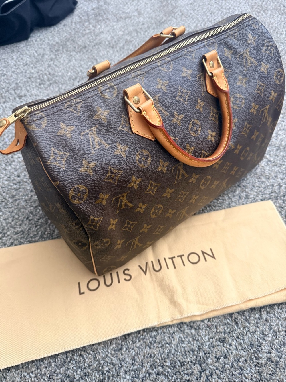 EUC Louis Vuitton Monogram Canvas Speedy 35 Satchel in Brown/Tan Vintage SD1121